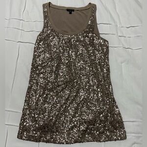 Express Tan Sequined Tank Top- Size S